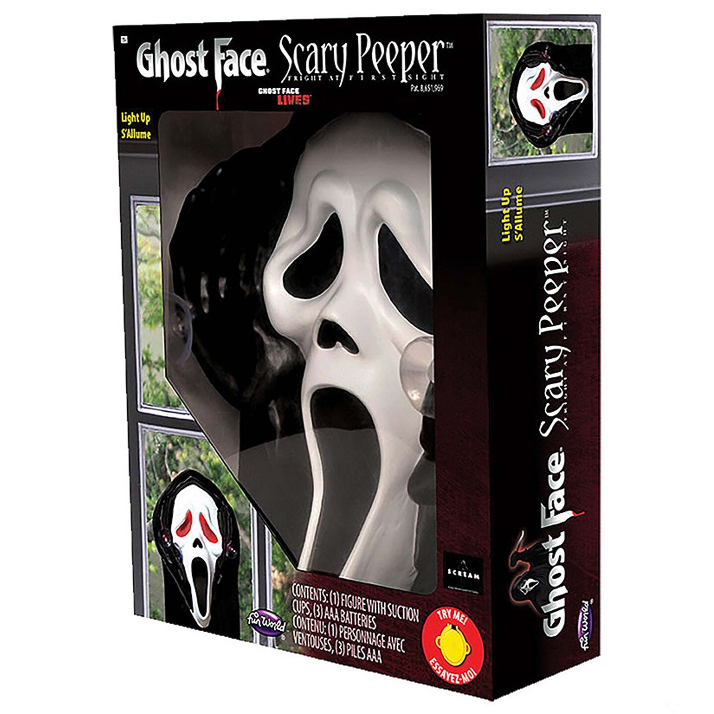 Scream Ghost Face Light Up Halloween Window Peeper Decoration Prop