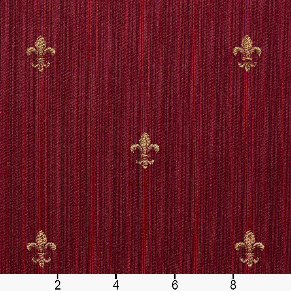 Ruby Medallion - Red & Burgundy Small Scale Upholstery Fabric 54 Inches"