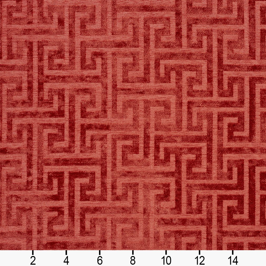 Upholstery Fabric - Coral & Peach Abstract & Geometric,Greek Key Upholstery Fabric 54 Inches"