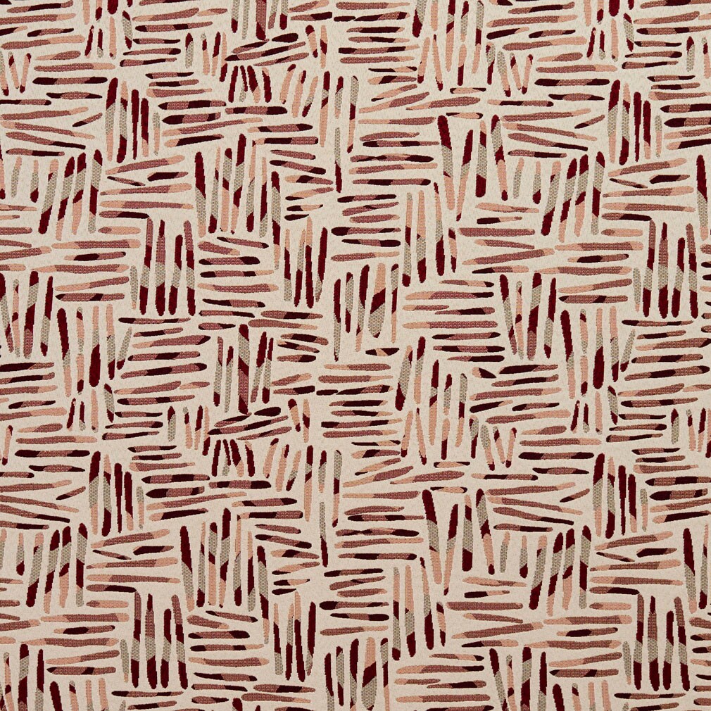 Wine/Tally - Red & Burgundy Abstract & Geometric Upholstery Fabric 54 Inches"