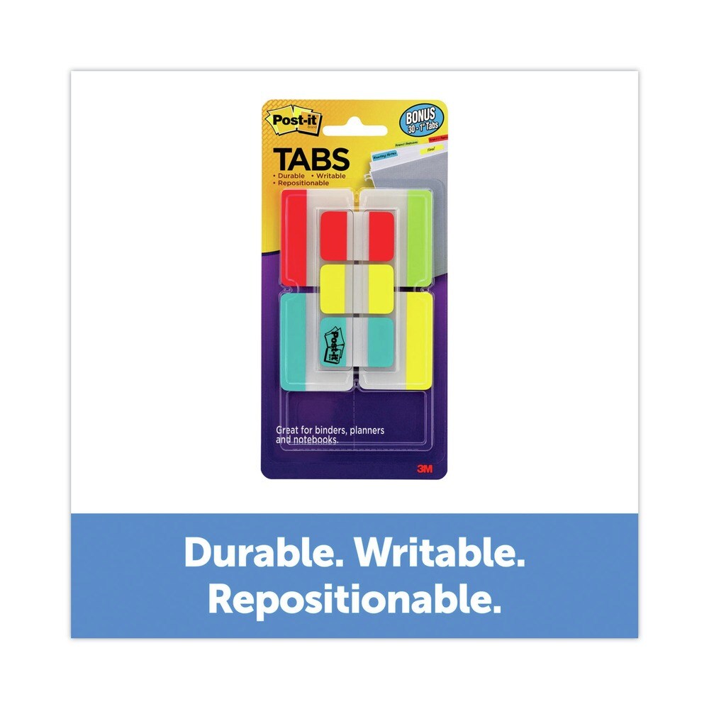 Post-it Tabs Plain Solid Color Tabs Value Pack - Assorted Colors and Sizes (114/Pack)