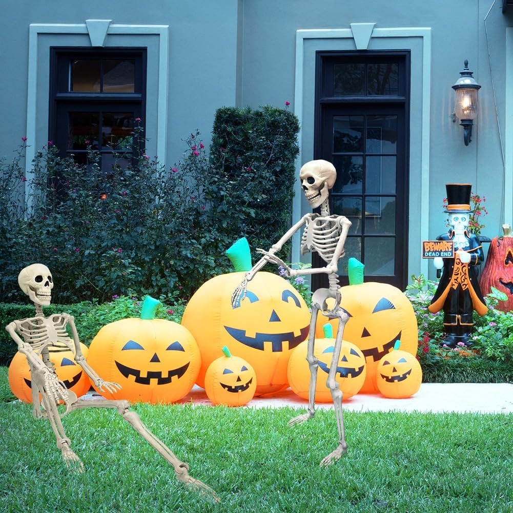 36&#x22; Skeleton Halloween Decorations, 3FT Realistic Full Body Movable Posable Joints Skeleton, Creepy Halloween Plastic Skeleton for Graveyard Decorations, Haunted House Props Indoor/Outdoor Decor