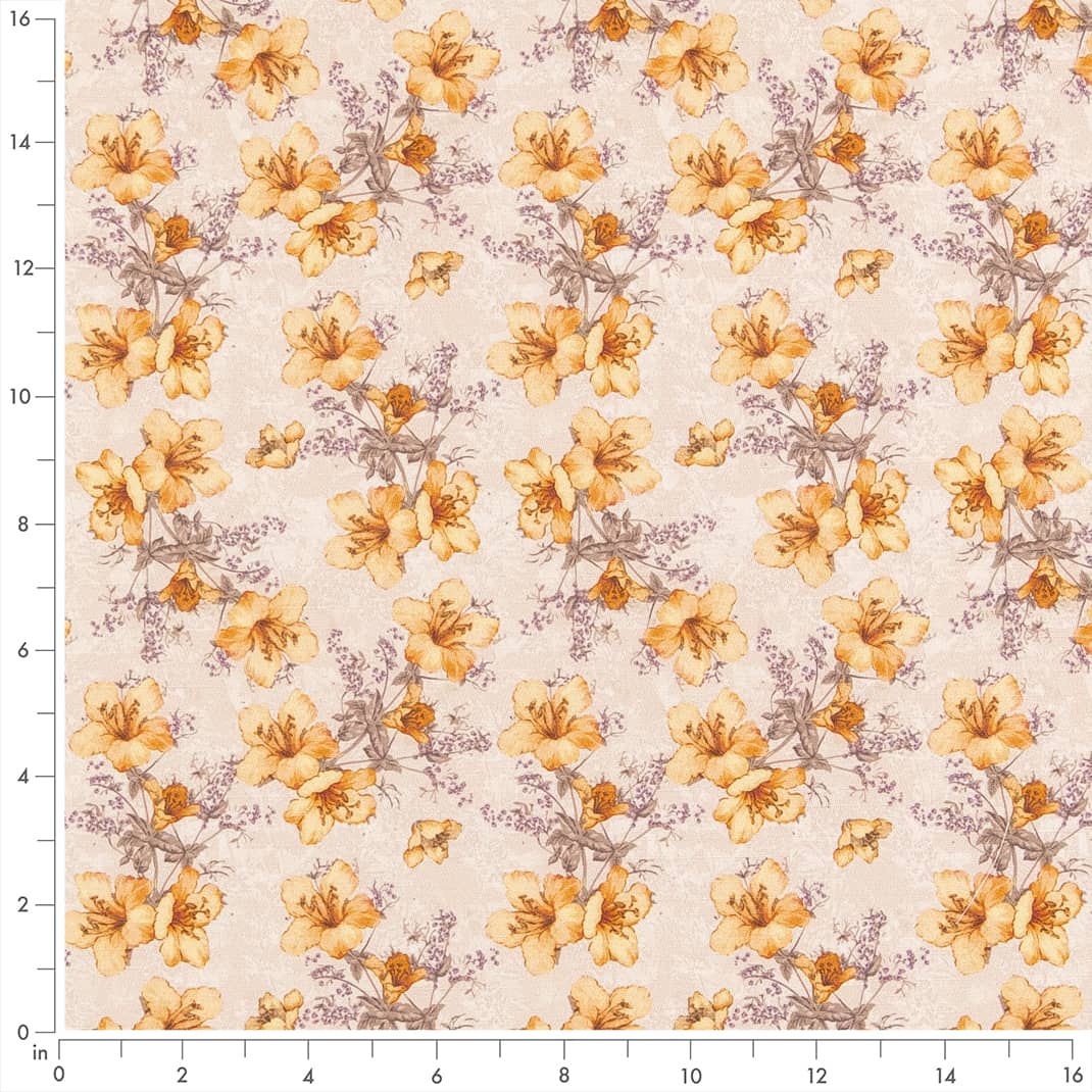 Apricot - Coral/Orange/Persimmon Floral Upholstery Fabric 54 Inches"