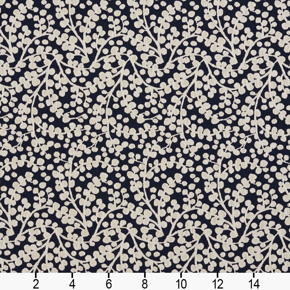 Cobalt Vine - Blue Abstract & Geometric,Leaves Upholstery Fabric 54 Inches"