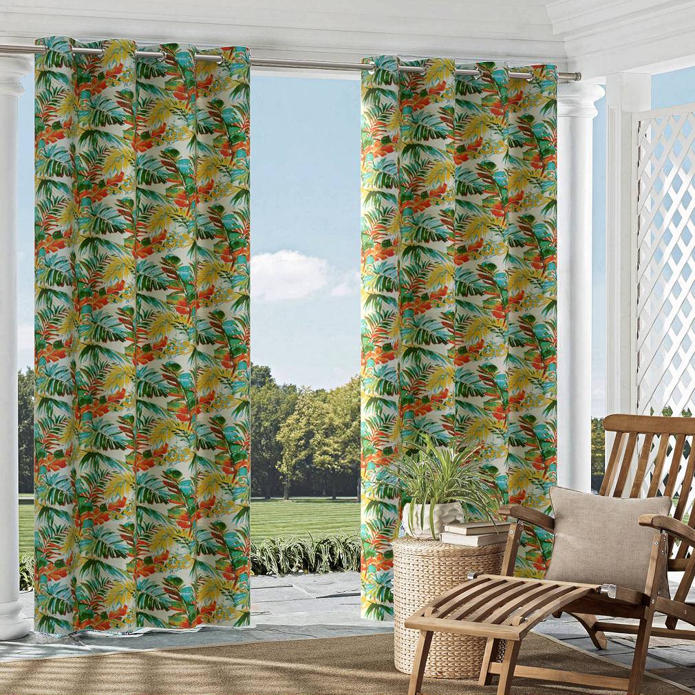 Aruba - Aqua & Teal,Red & Burgundy Leaves,Tropical & Botanical Upholstery Fabric 54 Inches"