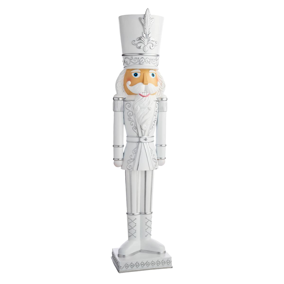 3.5&#x27; Silver and White Nutcracker &#x2013; Winter Holiday D&#xE9;cor with Frosted Finish