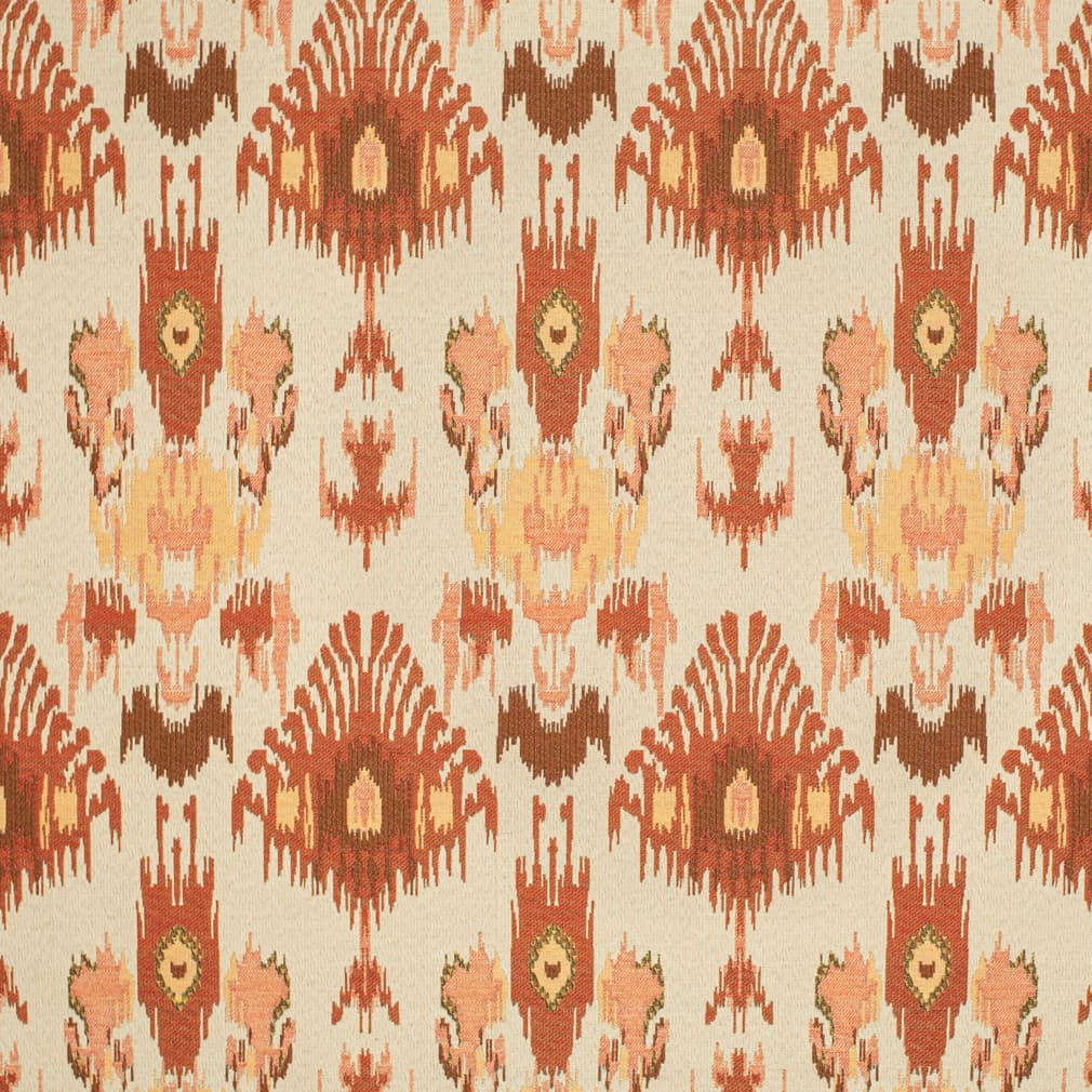 Terra Cotta - Orange Rust Abstract Geometric,global Upholstery Fabric 54 Inches"