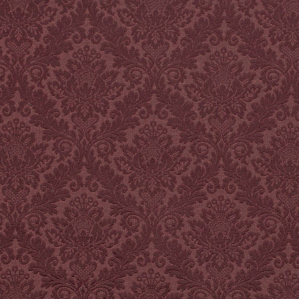 Merlot Damask - Red & Burgundy Damask Upholstery Fabric 54 Inches"