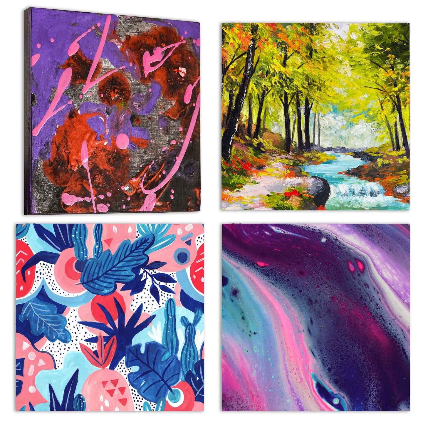 Unfinished Cradled Wood Panels for Painting, 2 Pack of 24x24 inch - Studio Birch Wooden Canvas Boards 3/4&#x22; Deep - Mixed-Media Craft, Acrylic, Oil, Encaustic, Paint Pouring Panel Board