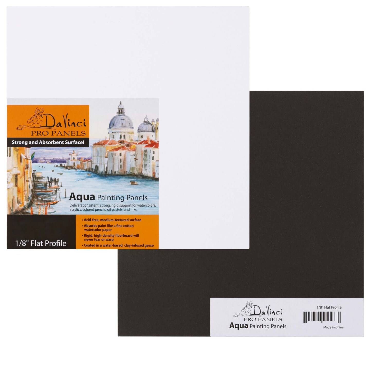Jerry's Artarama Da Vinci Aqua Pro Panels - 8x8" - 1/8" Thick Rigid Watercolor Board with Acid-Free Surface, Clay-Infused Gesso, Ideal Watercolor Boards for Painting Mixed Media
