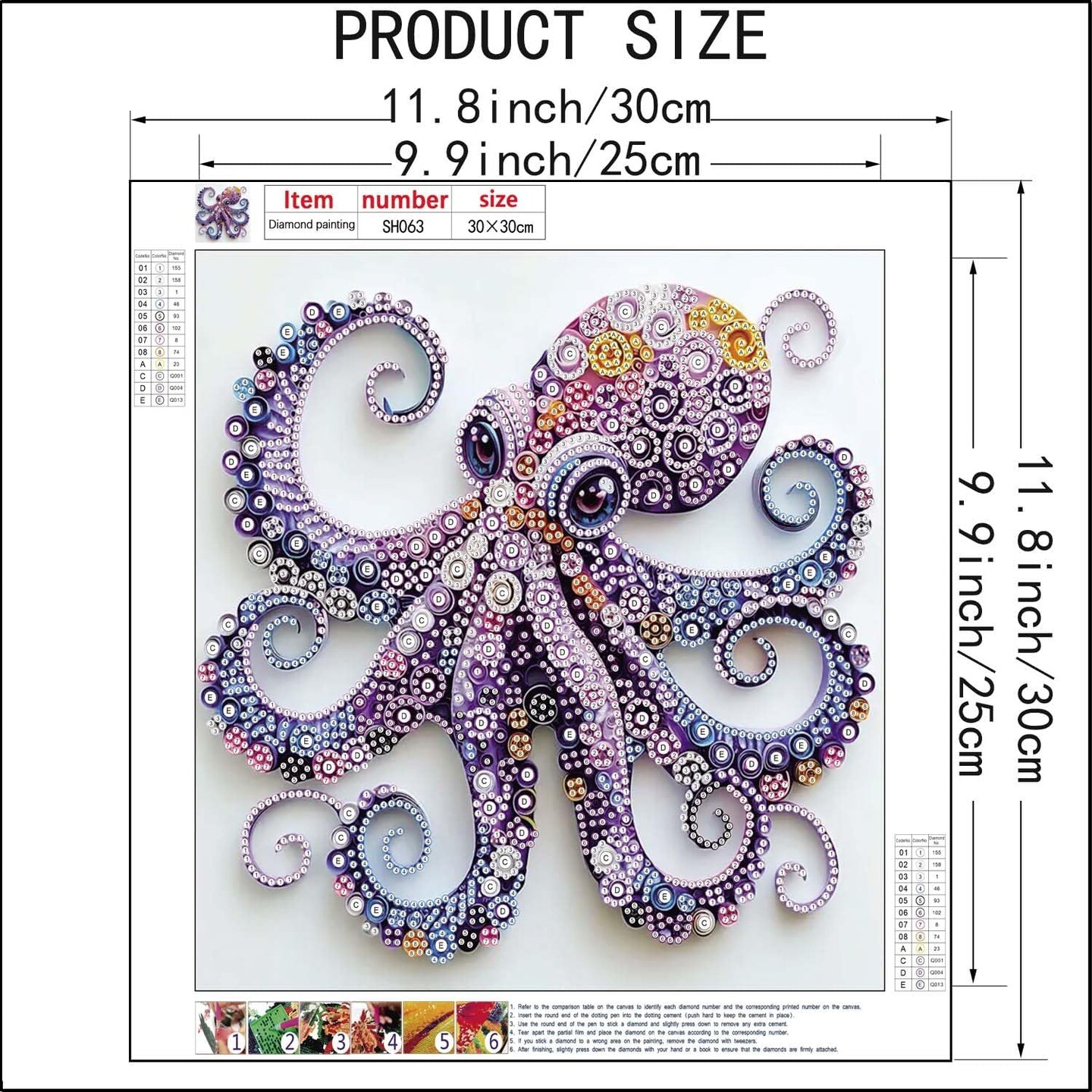 5D Diamond Painting Kits for Beginners,Animal Special Shape Diamond Art Kits for Purple Octopus DIY Crystal Rhinestones Paint by Diamonds and Crafts for Adults Home Wall Decor 12 X 12inch