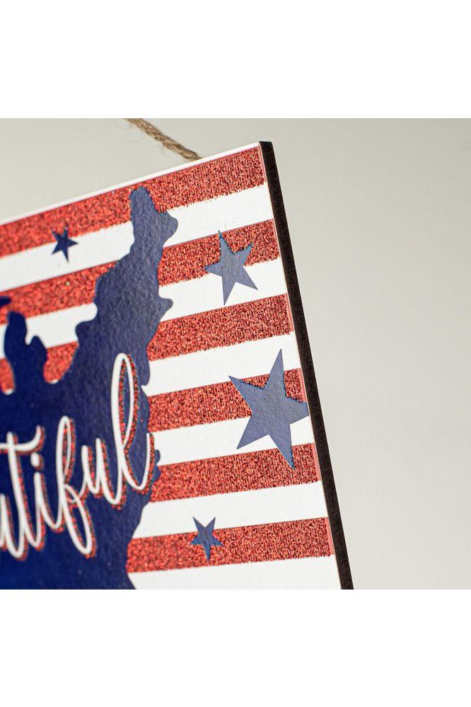 12&#x22; Wooden Sign: America The Beautiful