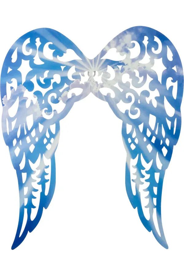 17&#x22; Metal Filigree Angel Wings: Sky Blue/White