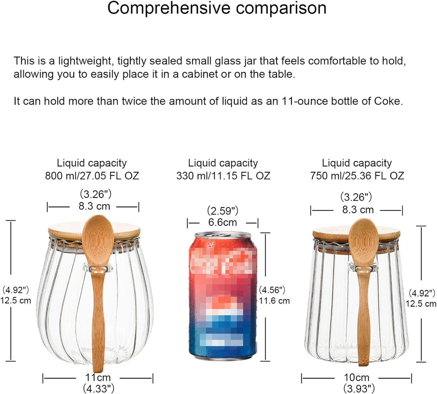 25.36oz Glass Sugar Container with Airtight Lid & Spoon for Coffee & Candy