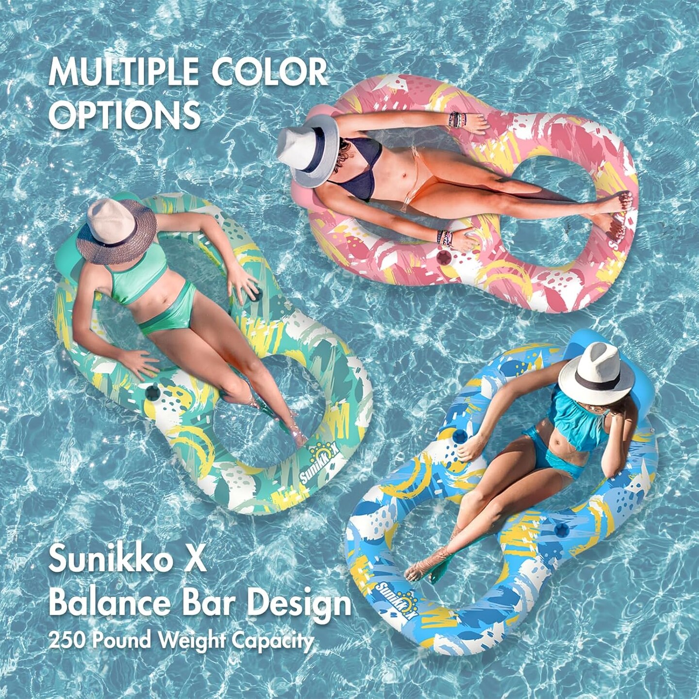 2-in-1 Pool Floats Lounge, Luxury Inflatable Pool Floats Adult with Backrest and Cup Holder, Cool Fun Pool Chair Floats for Summer, Swimming Pool, Beach