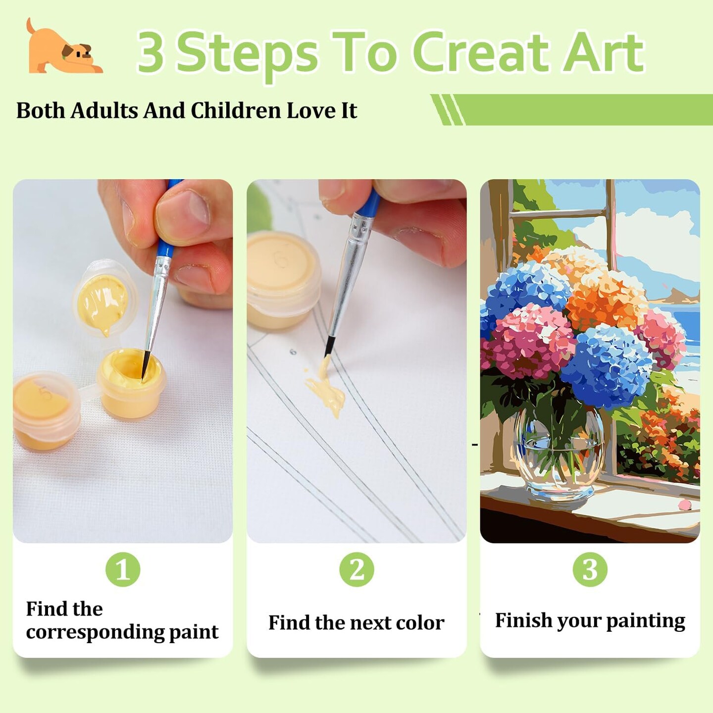 Flowers Paint by Numbers Kit for Adults, Hydrangea Paint by Number Adult, Painting by Numbers for Gifts and Home Interior Decor