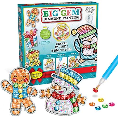 Creativity for Kids Big Gem Diamond Painting Kit: Holiday Stickers and Suncatchers, DIY Christmas Crafts for Kids