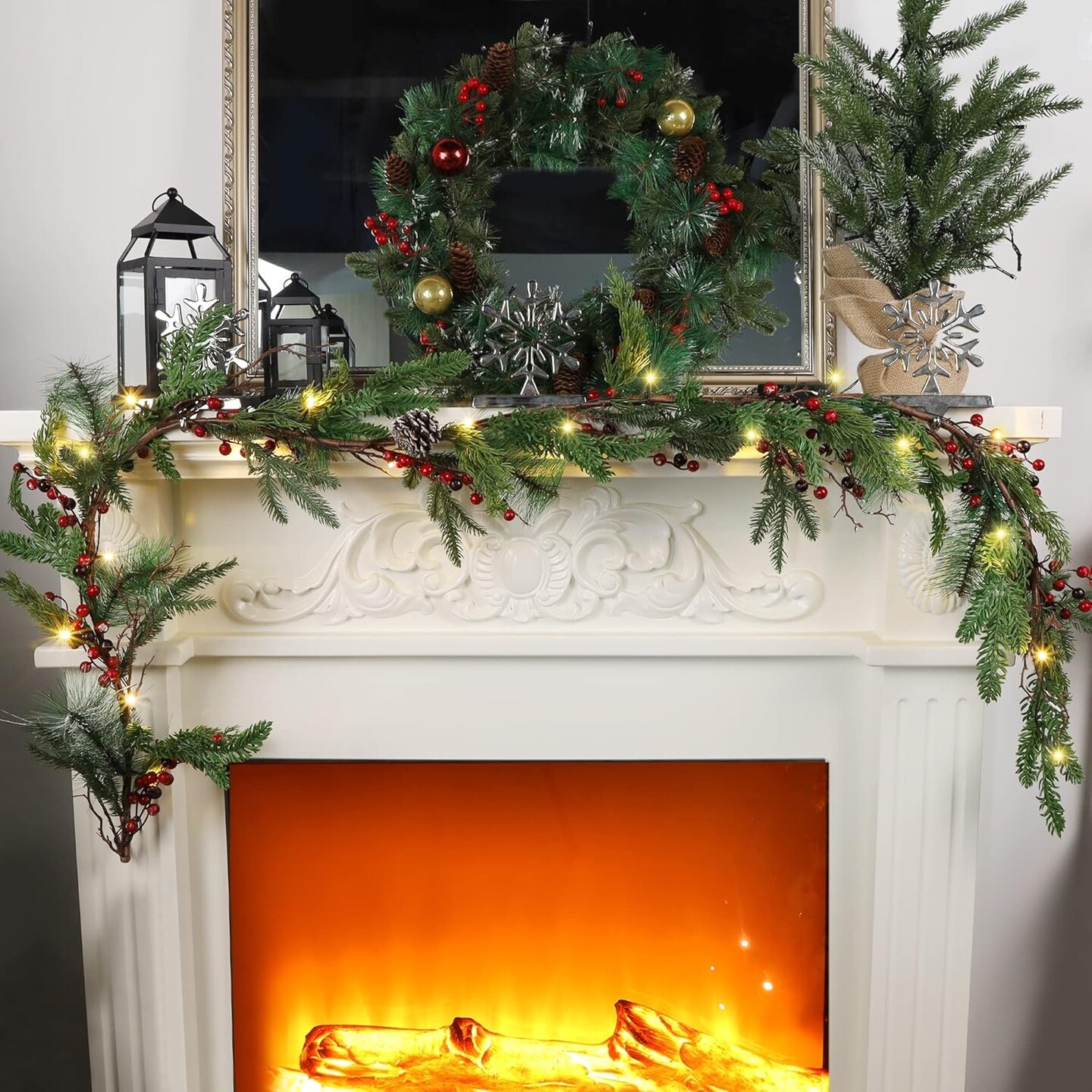 6 FT Pre-lit Artificial Christmas Garland with 20 LED Lights