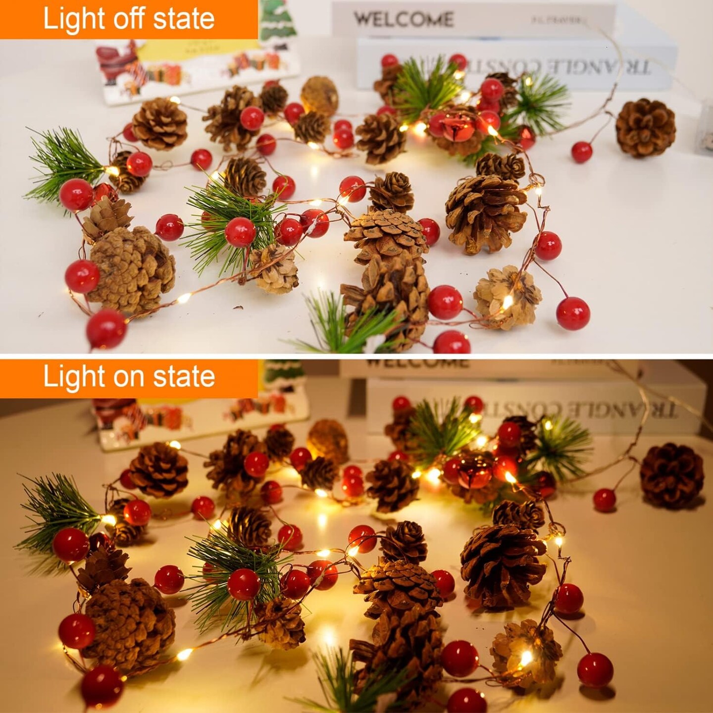 Christmas Garland with Lights Battery Operated