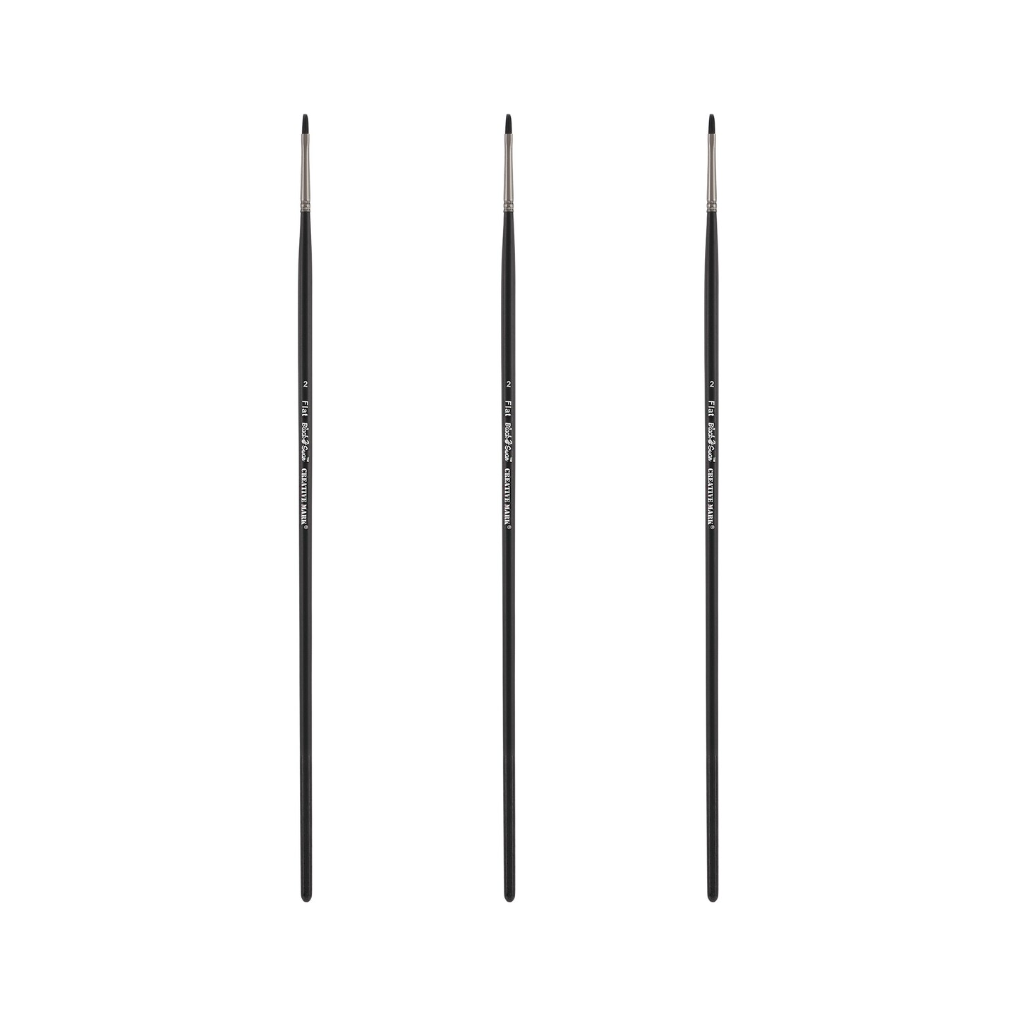 Black Swan Synthetic Red Sable Paint Brushes Flat Sets of 2- Professional Quality Long Handle Paint Brushes in Assorted Shapes and Sizes for Oil, Heavy Body Media and Acrylic- Artists of All Levels