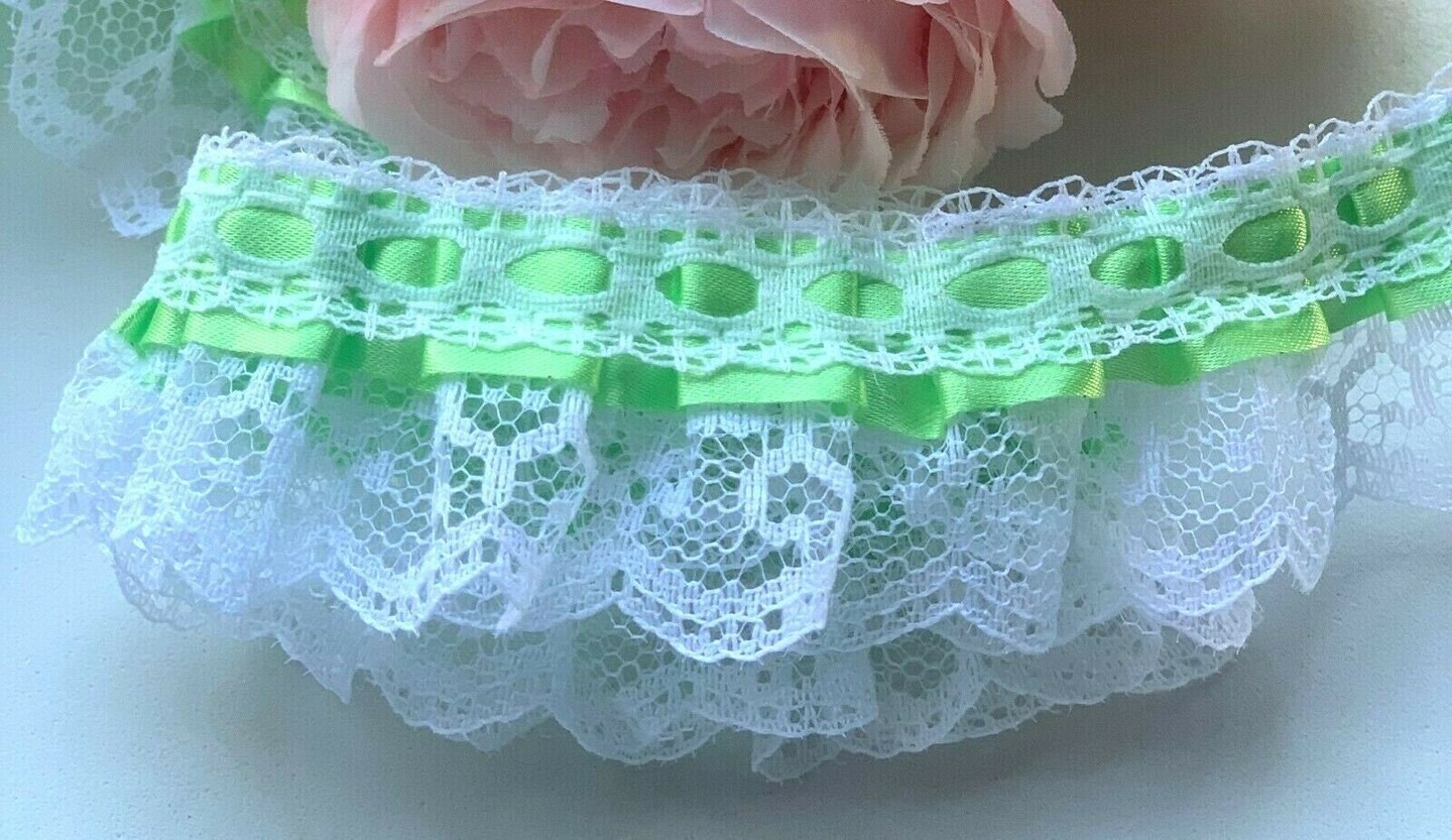 2&#x22; x 50 Yards Mint Ruffled Lace Trim