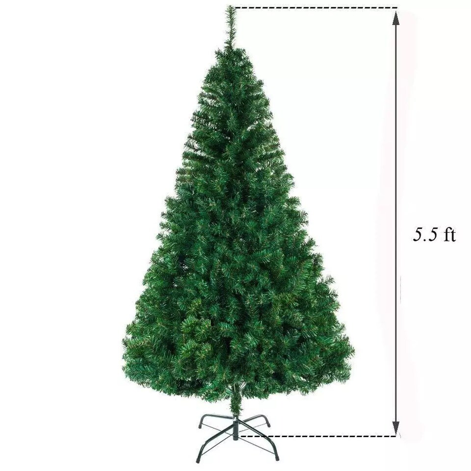 5.5 FT Artificial Christmas Tree Xmas Pine Trees Solid Metal Leg Indoor Outdoor