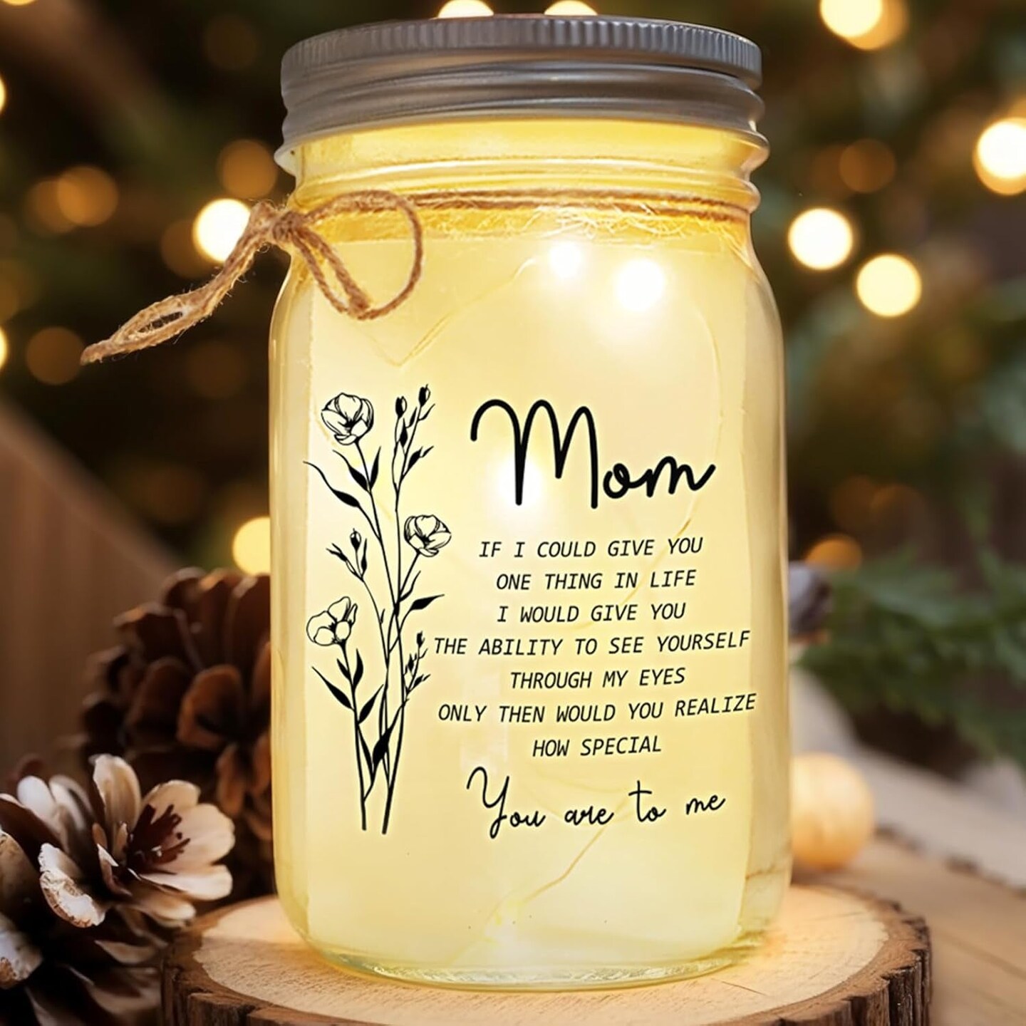 Gifts for Mom, Birthday Gifts for Mom from Daughter/Son, Mason Jar Night Light Mom Gifts, Christmas Thanksgiving Day Best Gifts for Mom/New Mom/Expecting Mom, Home Decoration Night