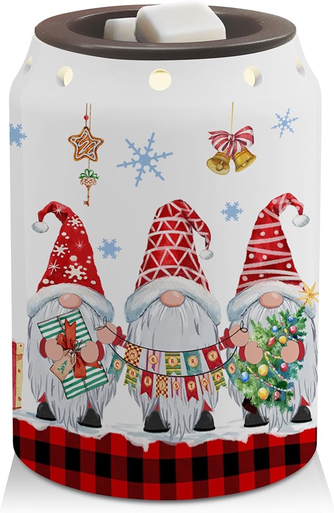Gnomes Christmas Wax Warmer, Ceramic Wax Melt Warmer for Oil Candle, Electric Warmer Christmas Decorations for Living Room Kitchen Bathroom Home, Unique Women Relaxing Gifts