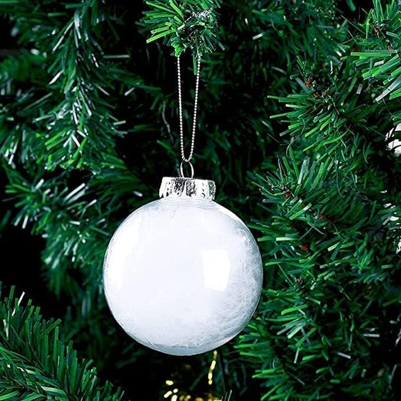 16 Pcs Hanging Clear Plastic Fillable Ornaments Balls, 2.36&#x22; DIY Christmas Balls Craft Ornaments for Christmas Tree Ornaments, Halloween and Wedding Birthday Party Decorations, Creative Gifts (60 Mm)