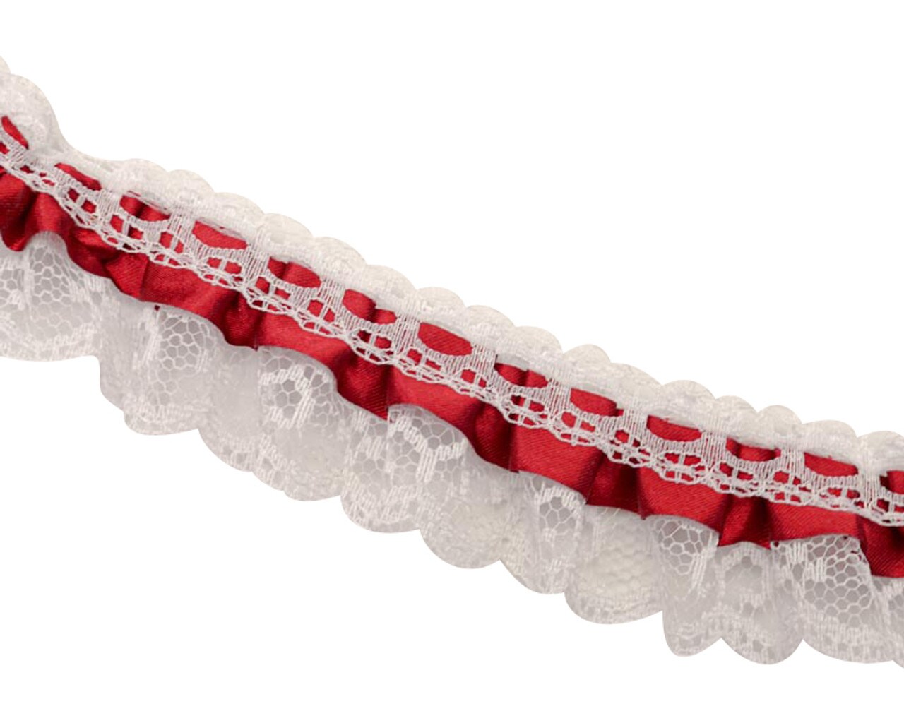 1&#x22; x 50 Yards Burgundy Ruffled Lace Trim