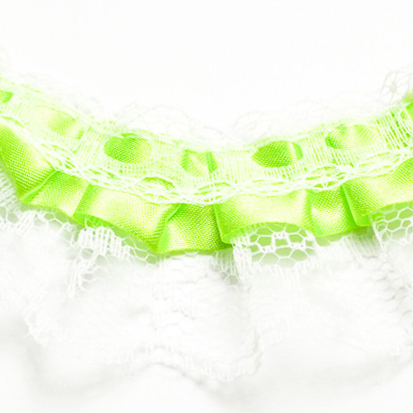 2&#x22; x 50 Yards Apple Green Ruffled Lace Trim