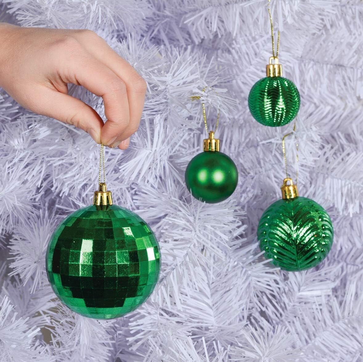 Christmas Ball Ornaments for Christmas Decorations - 36 Pcs Xmas Tree Shatterproof Ornaments with Hanging Loop for Holiday and Party Decorations (6 Styles in 3 Sizes) - Green