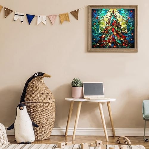 Christmas Tree Diamond Painting Kits 5D Diamond Painting,DIY Diamond Art Diamond Painting Kits for Adults,Round Full Drill Diamond,Diamond Dots Diamond Art Kits for Home Decor Gift-12x12inch