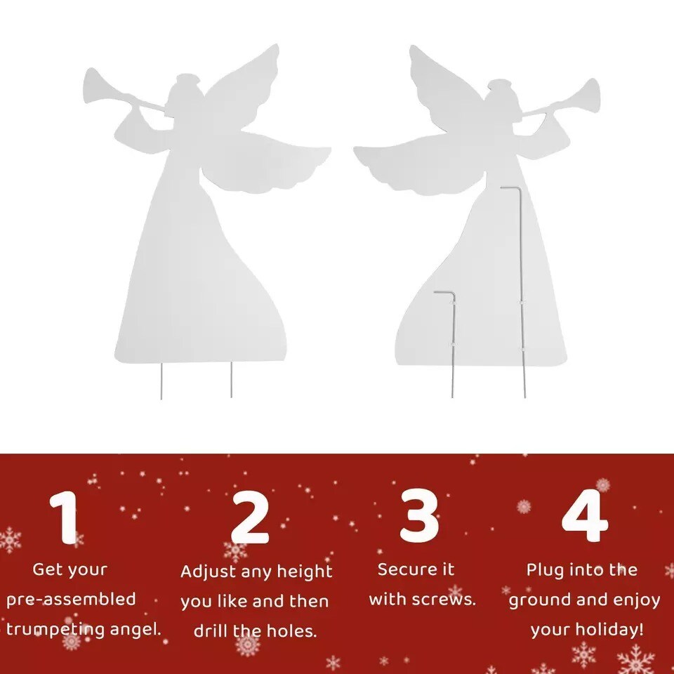 Outdoor Christmas Decorations Angels Set of 2 Weather-Resistant PVC for Yard