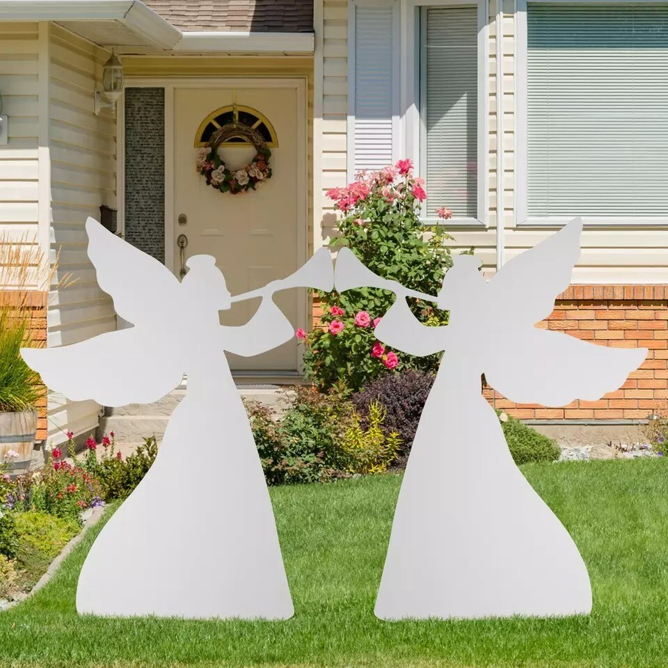 Outdoor Christmas Decorations Angels Set of 2 Weather-Resistant PVC for Yard