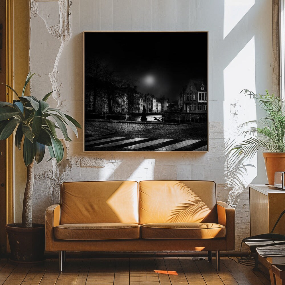 Moonlight stroll Square Canvas Art | Modern Home Wall Decor 24x24 Canvas - Corporate Office Art