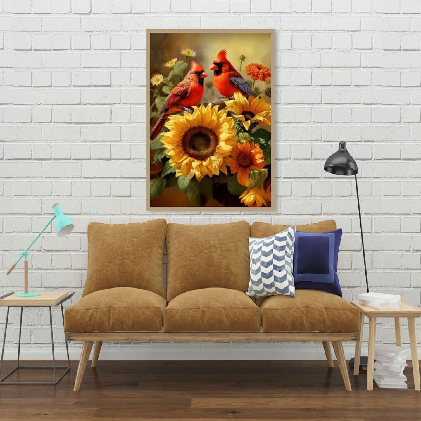 Diamond Painting for Adults Kits, 5D Cardinal Diamond Art Kits for Beginners, DIY Full Drill Sunflowers Diamond Gem Art Kits for Home Wall Decor 12x16 Inch