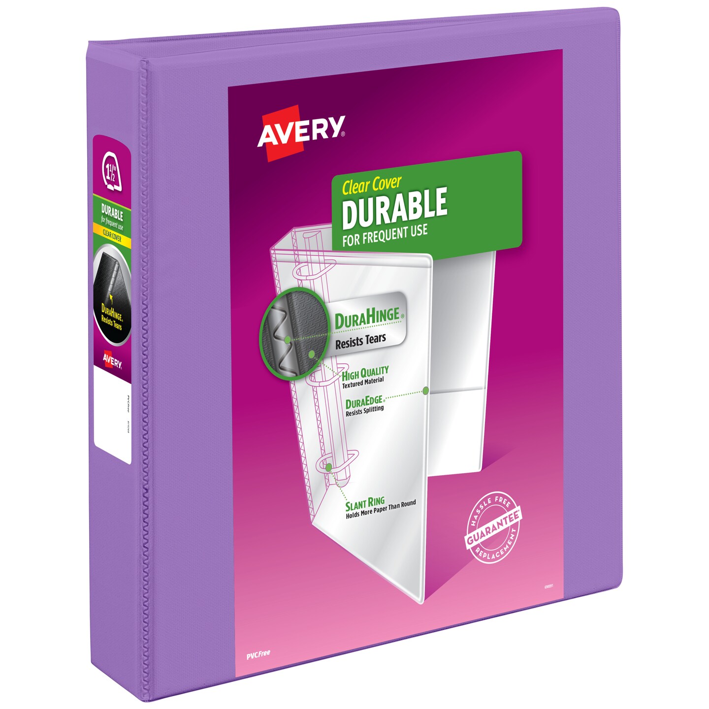 Avery Durable View 3 Ring Binder, 1.5 Inch Slant Rings, Lavender Binder (17084)