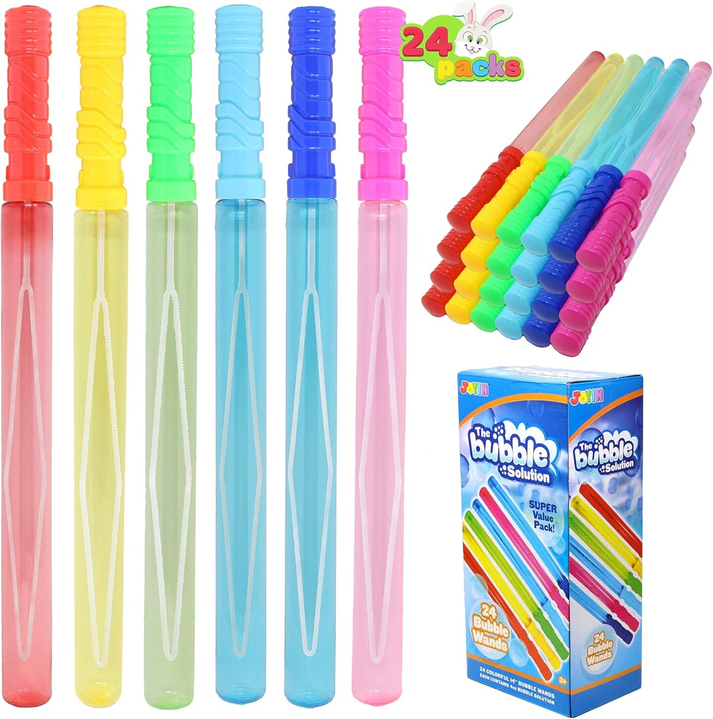 24 Pack 14.6&#x2019;&#x2019; Big Bubble Wands Bulk (2 Dozen) for Summer Toy, Outdoor/Indoor Activity
