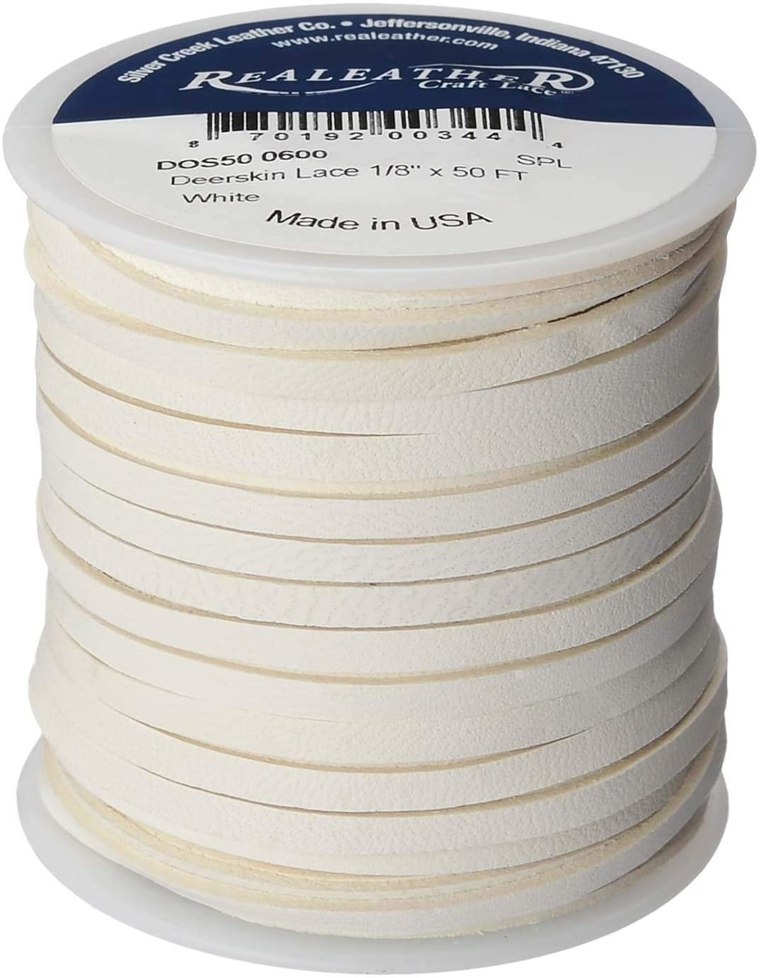 Realeather Deerskin Leather Lace | Size 1/8&#x22; x 50&#x27; (3.2mm x 15.24m) | 2/3 oz Thickness (.8-1.2mm)