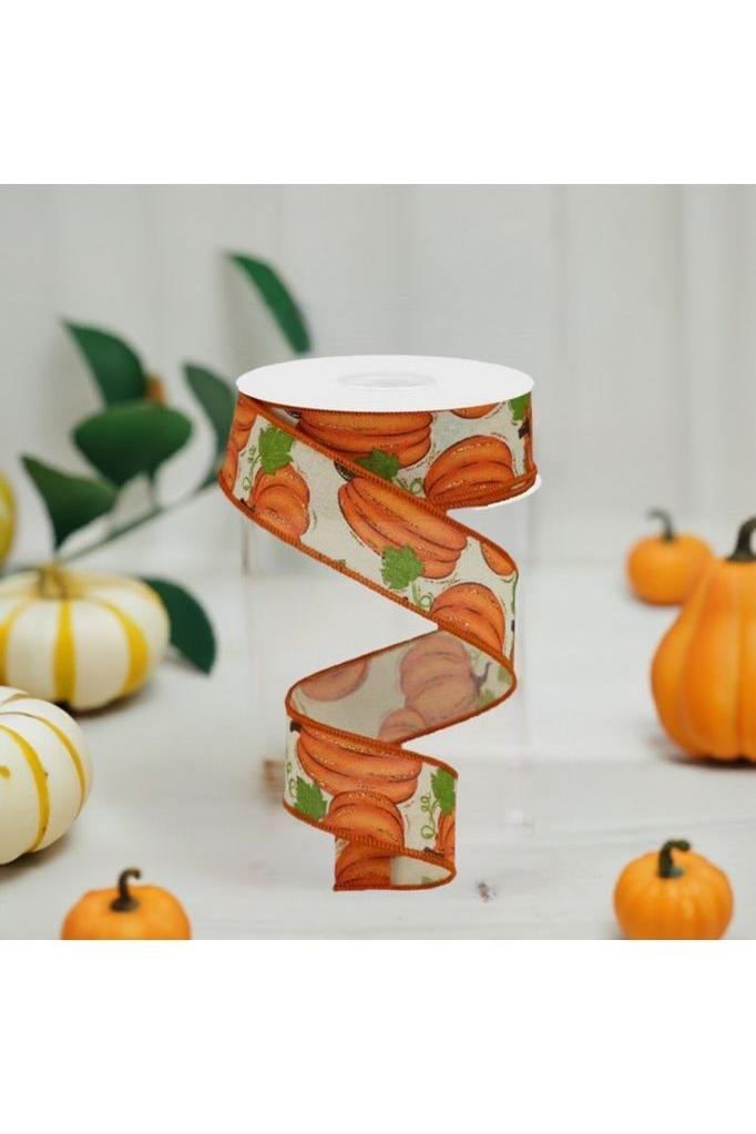 1.5&#x22; Pumpkin Patch Ribbon: Light Beige (10 Yards)