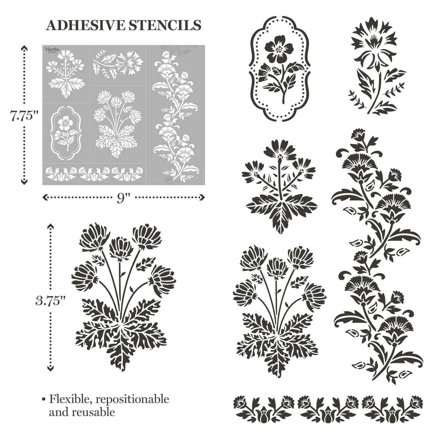 Martha Stewart&#x2122; Vintage Florals Stencil Kit - 14 pc. - 68513