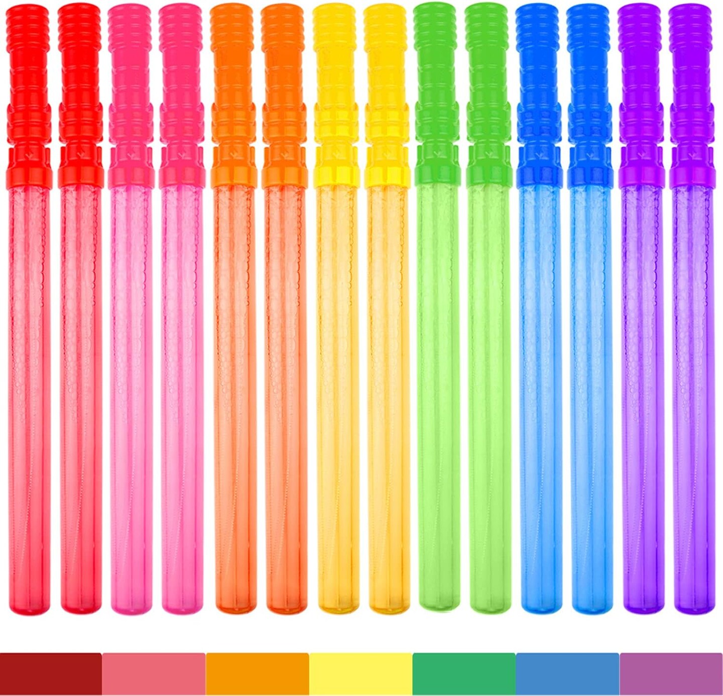 Bubble Wand, 14&#x22; Big Bubble Wand Set(14 Pack 7 Colour), Non-toxic Smelless Bubble Toy For Kids Child Birthday Party