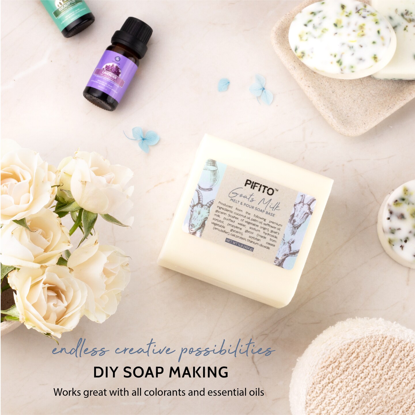 Pifito Goats Milk Melt and Pour Soap Base &#x2502; Bulk Premium 100% Natural Glycerin Soap Base &#x2502; Luxurious Soap Making Supplies