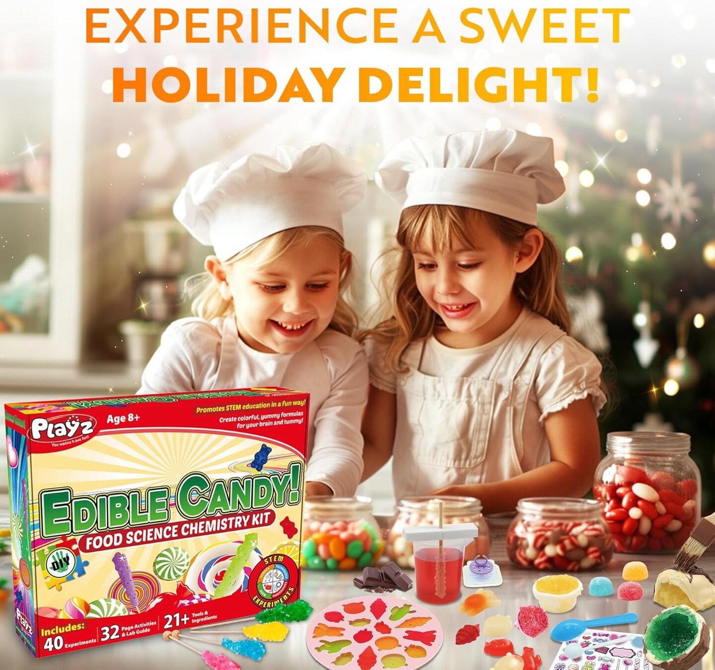 Edible Candy Making Science Kit for Kids Ages 8-12 Years Old - Food Science Chemistry Kid Science Kit with 40 Experiments to Make Your Own Chocolates, Educational Science Kits for Boy &#x26; Girls