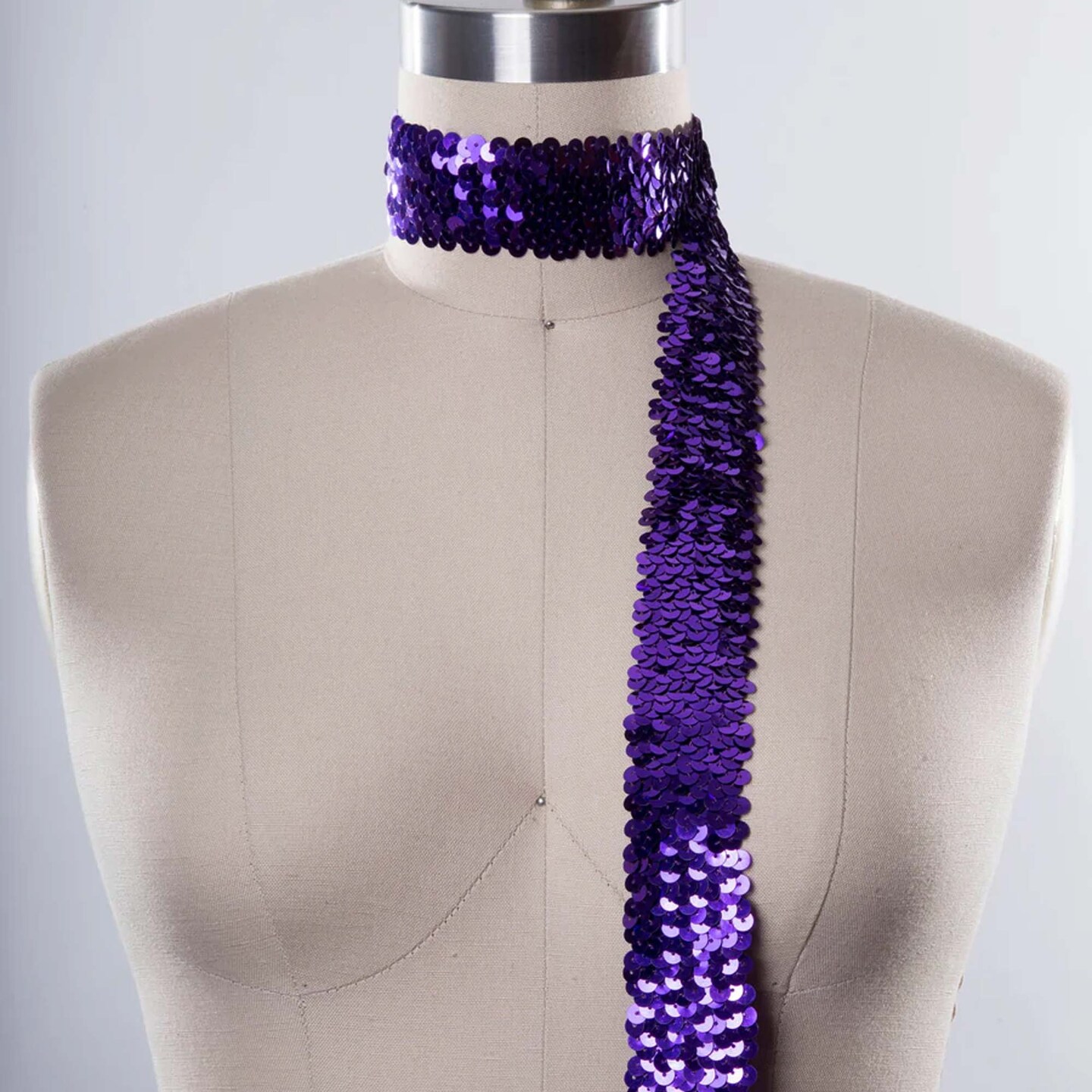 1 Yard 1.5" Wide Purple Stretch Sequin Trim Bold Sparkle for Costumes, Headbands & Decor