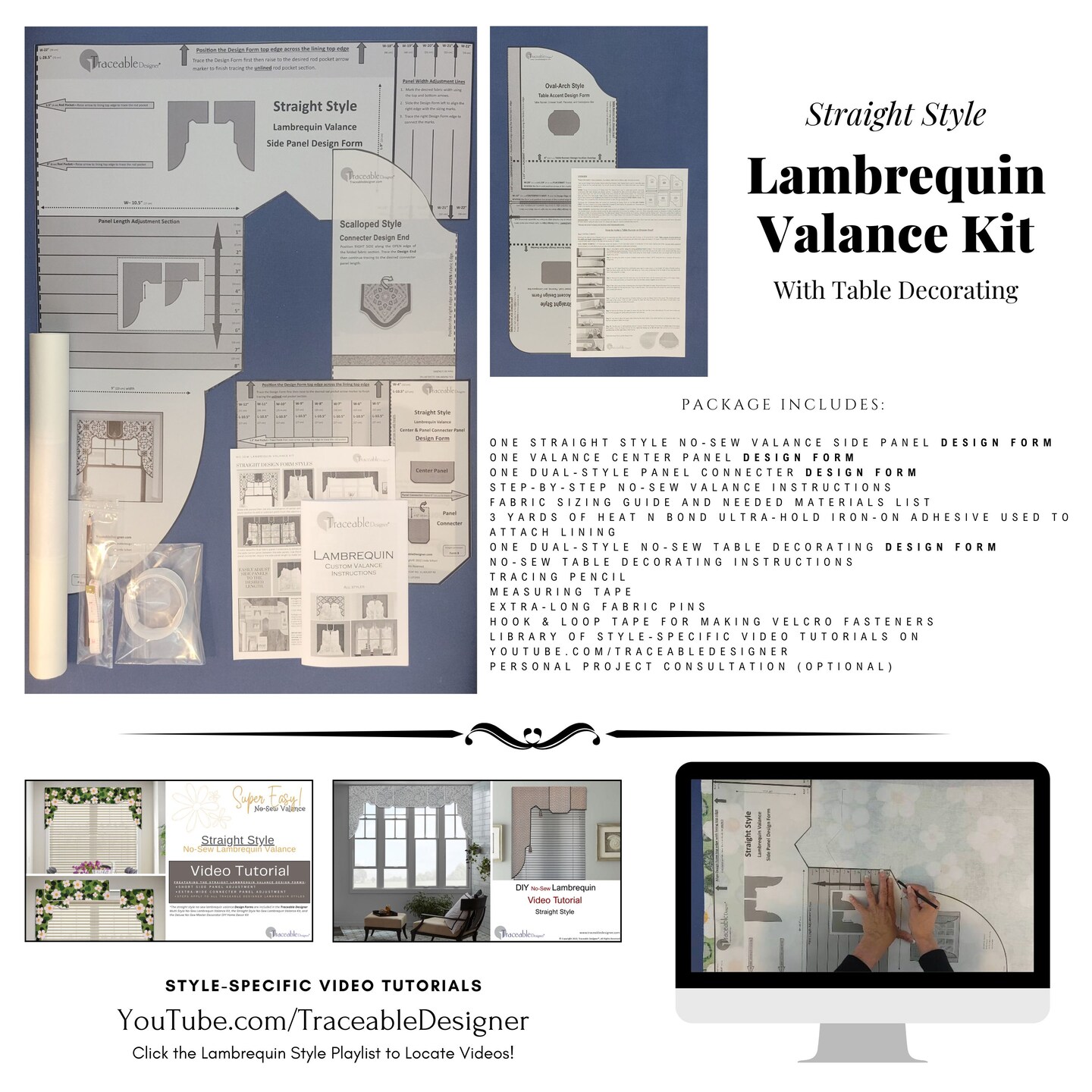 Straight Lambrequin Valance Kit – Make Custom No-Sew Rod-Pocket Window Treatments Without Sewing