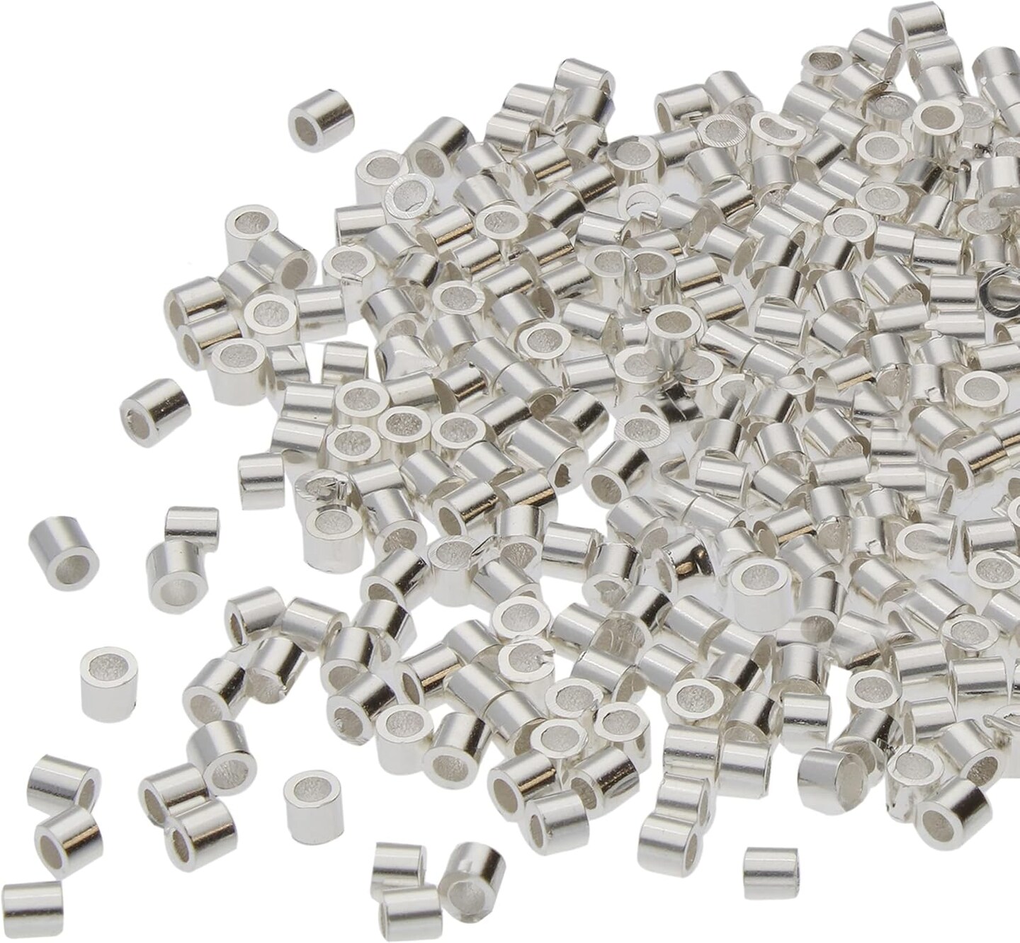 The Beadsmith Tube Crimp Beads, 2 x 2mm, 400 Pieces, Silver Color, Uniform Cylindrical Shape, No Sharp Edges, Designed to Secure The Ends of Jewelry Stringing Wires and Cables