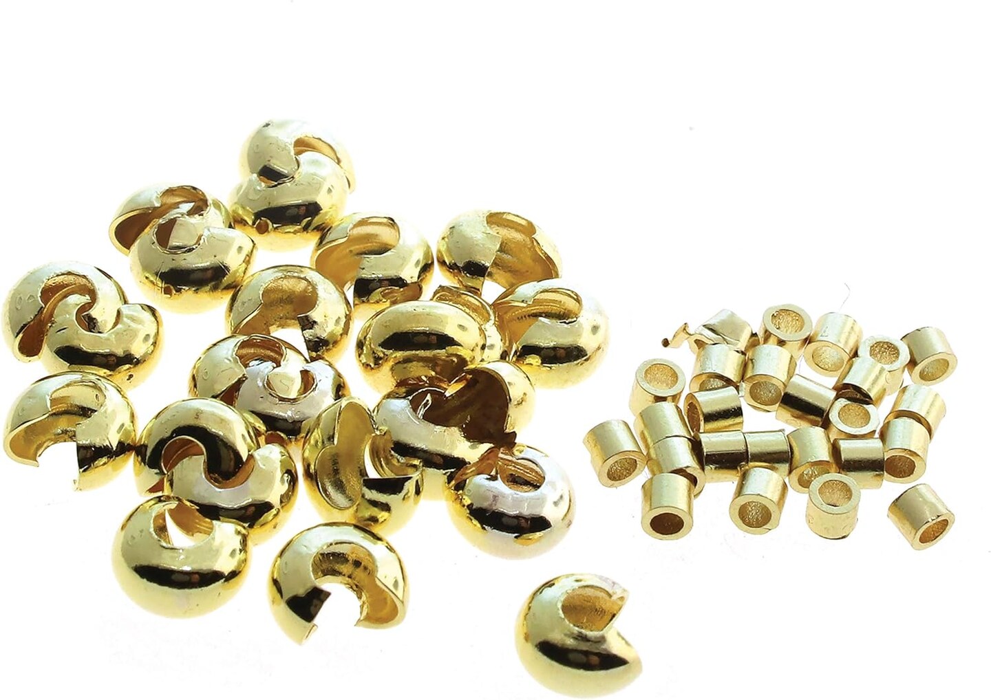 The Beadsmith Basic Elements Crimp Tubes &#x26; Smooth Crimp Covers Designed to Secure The Ends of Jewelry Stringing Cables &#x26; Wires, Gold Color