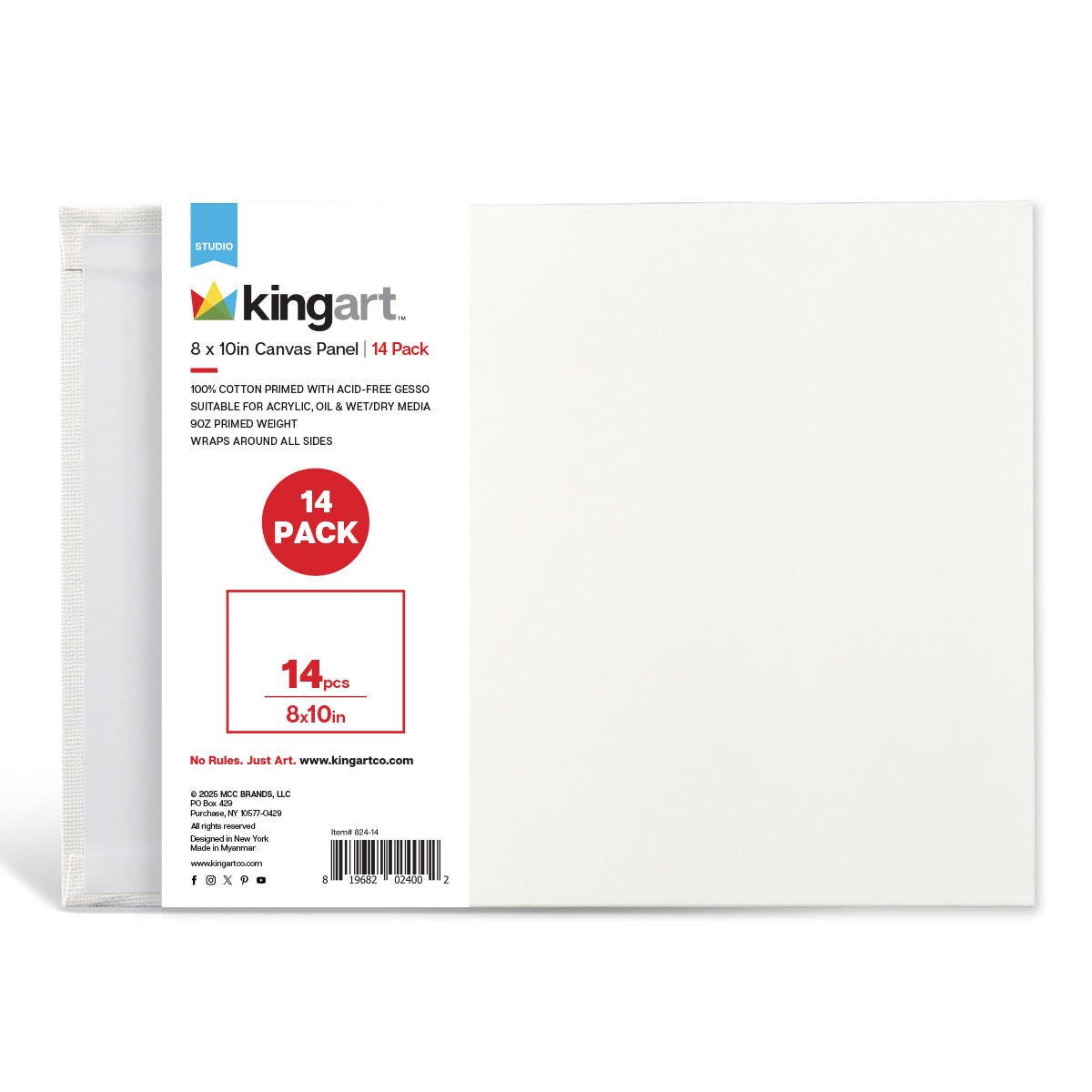 KINGART&#xAE; Canvas Panels 8&#x22; x 10&#x22;, 14 pc